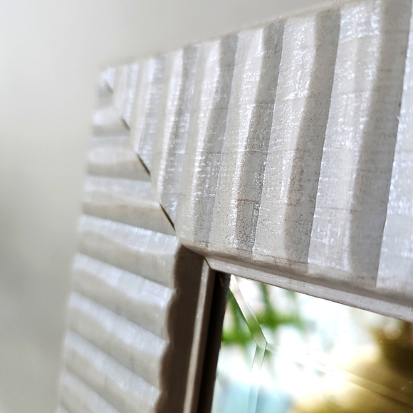 Glam White Beveled Mirror Vanity Fluted Wall Mirror 29.5" Bathroom Bedroom - Picture 4 of 13